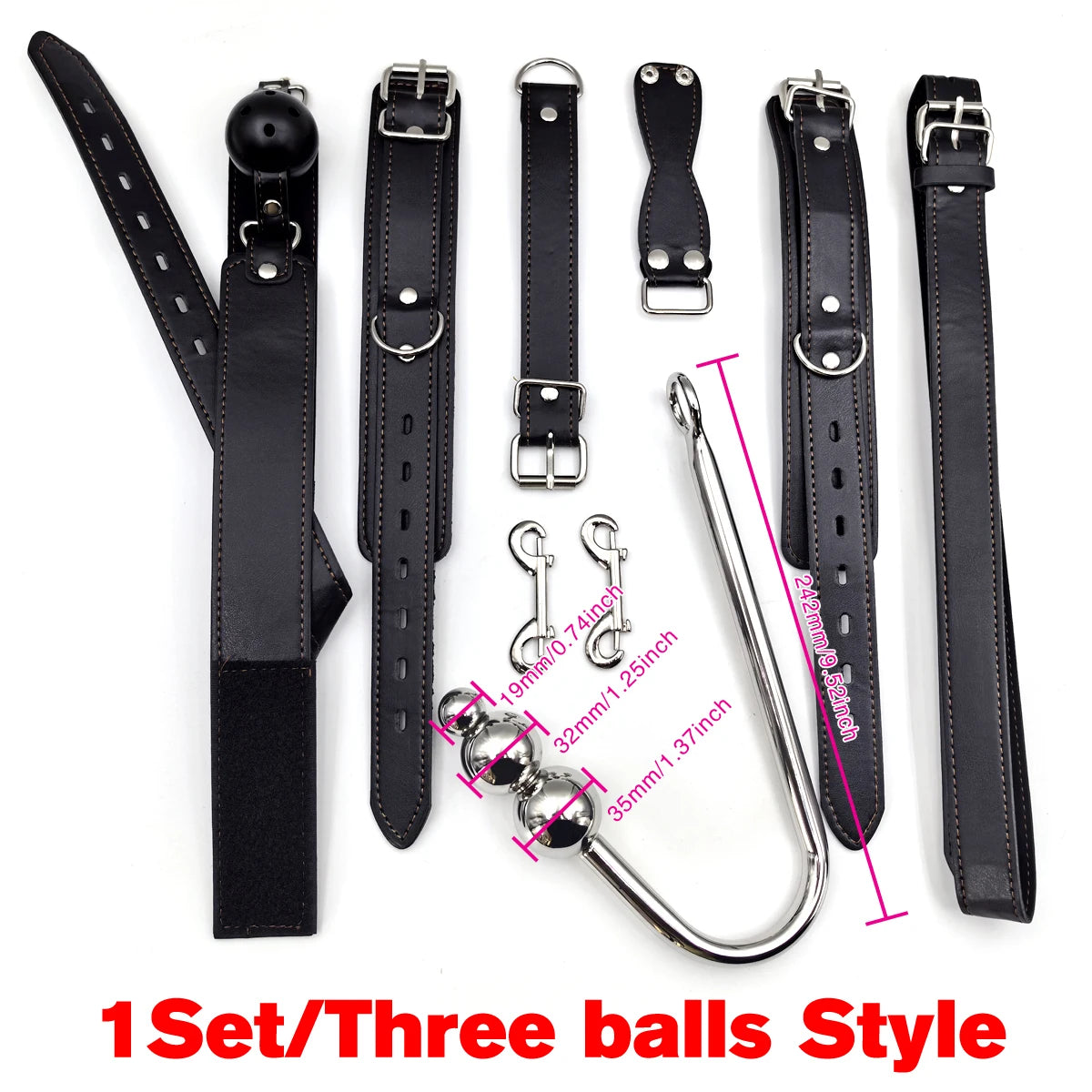 BDSM Anal Hook Leather Suit SM Anal Plug Handcuff Collar Restraint Butt Plug Adult Pleasure Sexual Wellness Adult Sex Toys