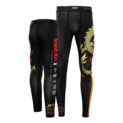 VSZAP Jiu-Jitsu Boxing Fighting Martial Arts Sports Skinny Trousers Men's Casual Dragon Pattern Quick-Drying Suit