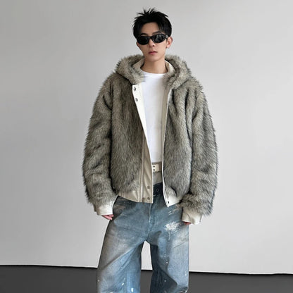 LUZHEN 2025 Winter Original Reversible Design Faux Fur Liner Hooded Parka Jacket Men's Handsome High Quality Padded Coat JY5671