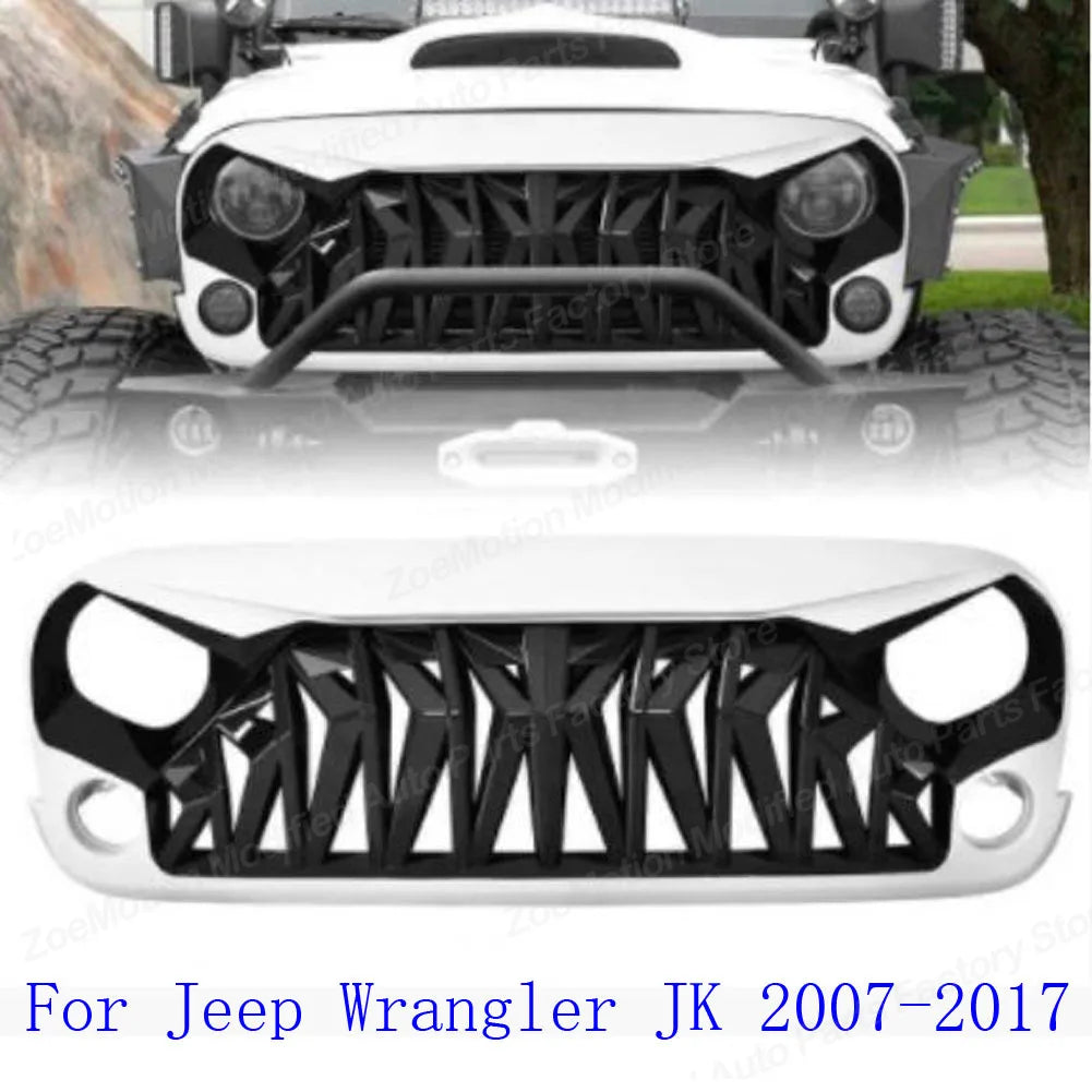Shark Style for Jeep Wrangler JK 2008-2017 4x4 Front Bumper Grilles Offroad Racing Grills Air Vent Cover Trim Body Kit Auto Part