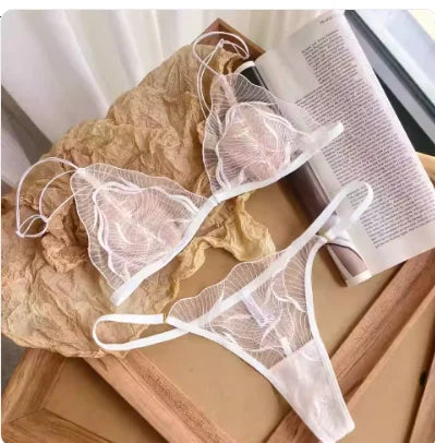 Elegant French Lace Front Closure Bra Set Ultra Thin Breathable Beauty Back Sensual Lingerie Wirefree UK Fit Summer S-XL MOYISU