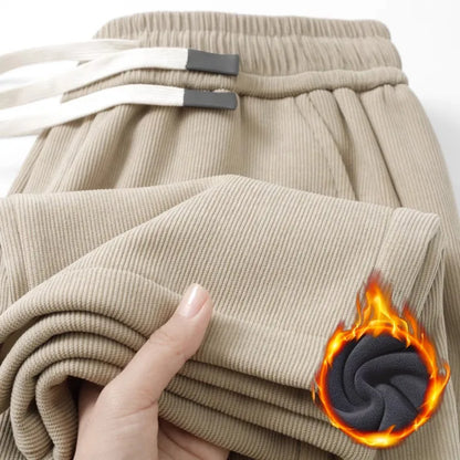 Men's Corduroy Fleece Lined Thickened Straight Leg Casual Pants Autumn Winter Comfortable Soft Skin-friendly Trendy Brand