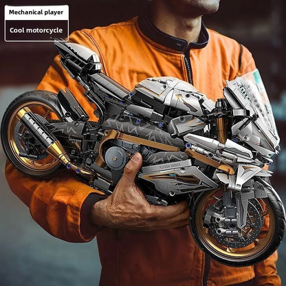 Platinum BMW Motorcycle Mechanical Racing Children's Toys Puzzle Assembled Building Block Model Ornaments Boy Gift
