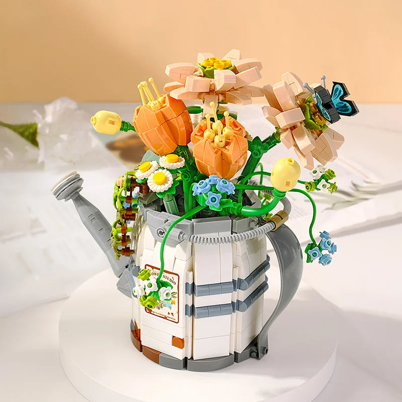 Mini Flower Spray Pot Building Blocks Set for Boys And Girls Meaty Plant Home Decoration Creative Children's Toy Gift