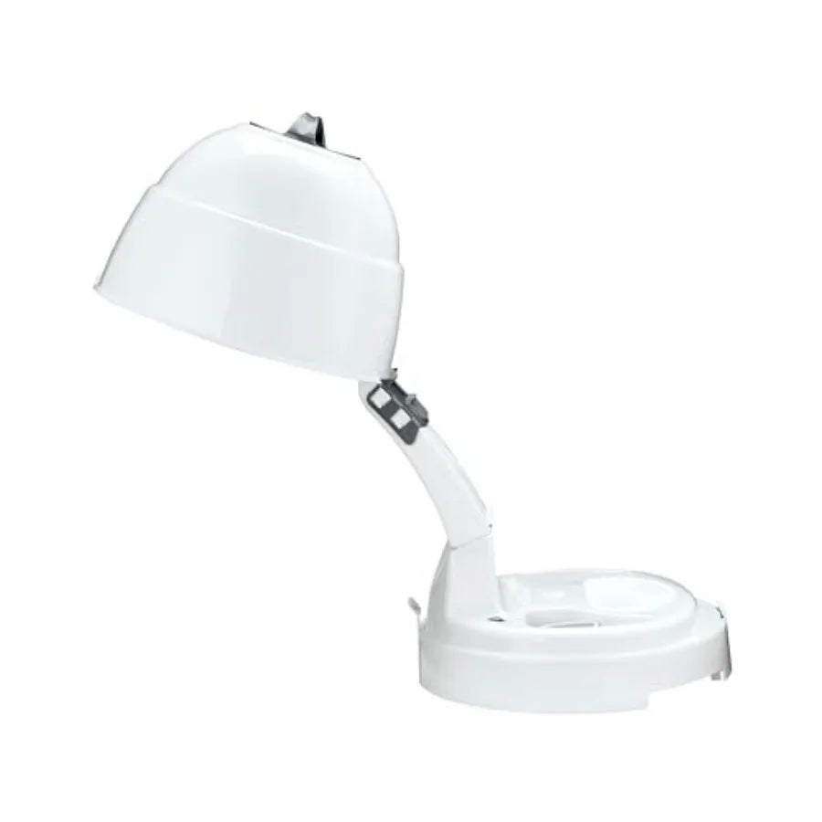 Bonnet hair dryer for salon use, ionic plastic white model with 2 heat settings, adjustable height, extra-large hood, 1875W pow