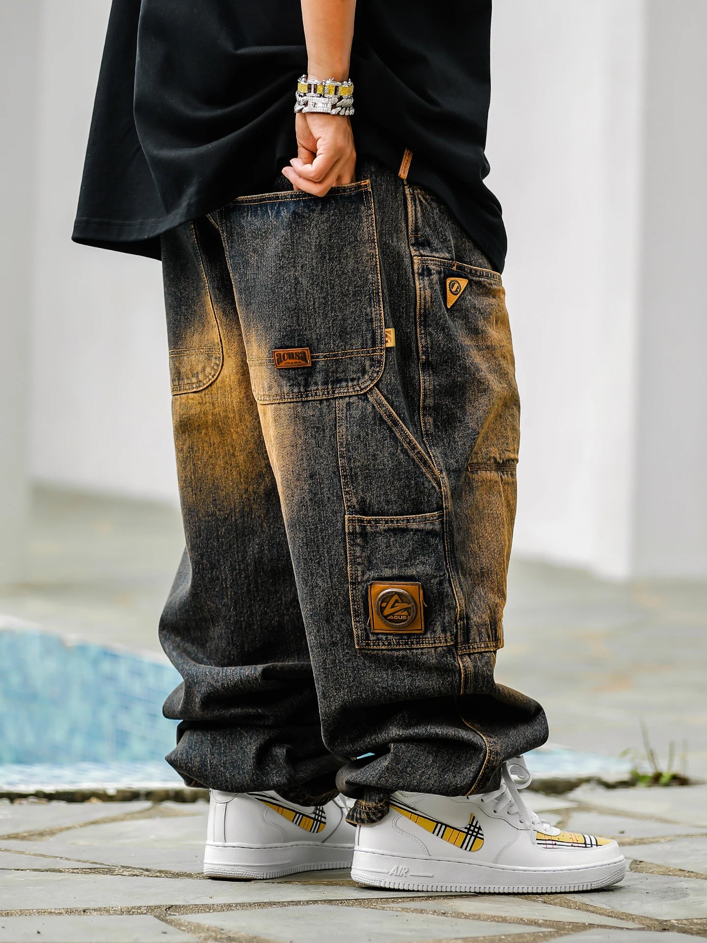 Acusa Heavy Duty Washed Casual Jeans Men's Autumn Winter Wide Leg Pants Thick Denim Youth Fashion Straight Cut Loose Fit