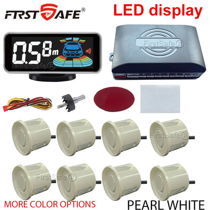 Backlight Multi Language Voice Broadcast LED Parking Display Reverse Radar Detector 4 Probes Universal Auto Safety Auxiliary Kit