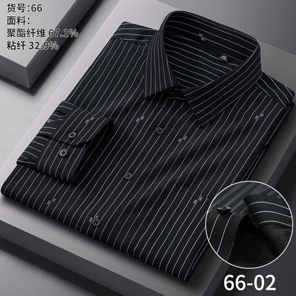 High Quality Men's Long Sleeve Business Casual Plaid Workwear Shirts Anti-Wrinkle Fashion Stripe Office Regular Slim Fit Blouses