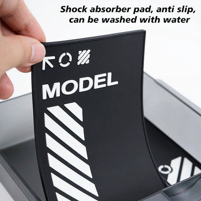 Armrest Organizer Tray Suitable for Tesla Model Y Juniper 2026 Model Y L 6 Seater Translucent ABS Box 2/4/6PCS Silicone Mat Set