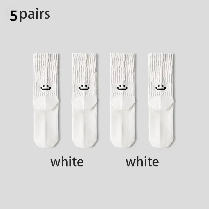 1/5 Pairs Men's Cotton Crew Socks Cushioned Breathable Long Socks Work Casual Running Cycling Athletic Socks