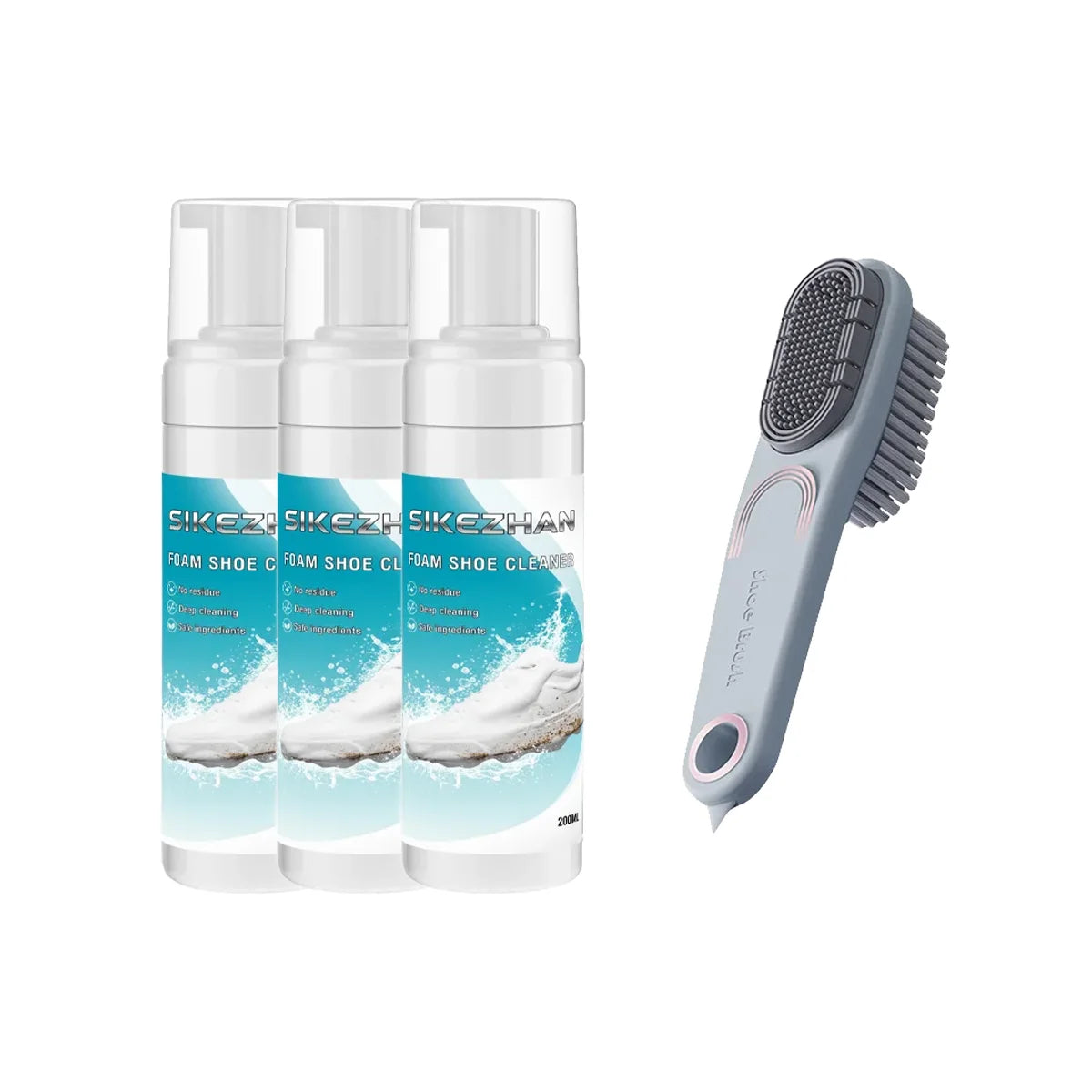 Professional Shoe Cleaning Kit with Foam Cleaner & Dual-Sided Brush, No-Rinse Deep Stain Remover for Sneakers, Leather & Canvas