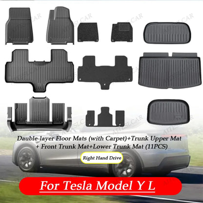 For Tesla Model Y L Launch 2026  Juniper 2025+ TPE Car Floor Mats  pedals Luggage Trunk Mat Set Four Seasons Waterproof Anti-s