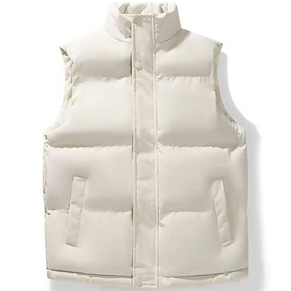 Autumn Winter Men's Vest Jacket Warm Sleeveless Jackets Waterproof Zipper Coat Stand-Up Collar Casual Waistcoat 2025 Cotton Vest