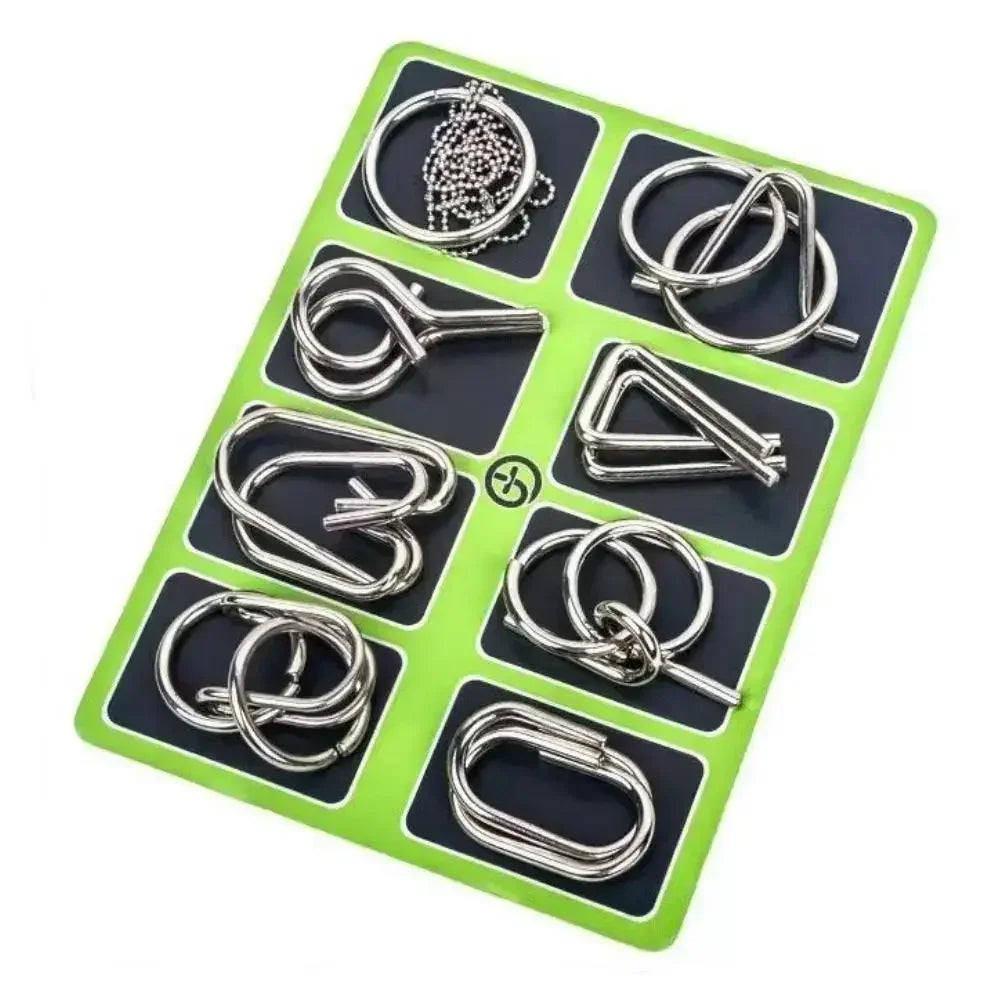 Metal Montessori Puzzle Wire 8Pcs/Set IQ Mind Brain Teaser Puzzles Children Adults Interactive Game Reliever Educational Toys