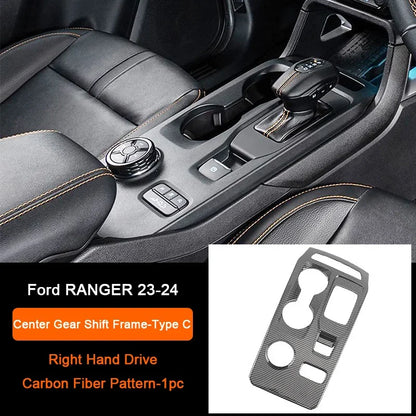 For Ford Ranger P703 T9 XL XLT Wildtrak Raptor 2023-2025 Carbon Fiber Texture Gear Shift Panel Cover Interior Trim Full Set