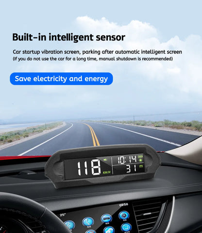 Digital Head‑Up Displayer OBD2+GPS Speed Warning Head Up Display Smart Gauge Car HUD Speedometer Turbo RPM Alarm for Car Truck