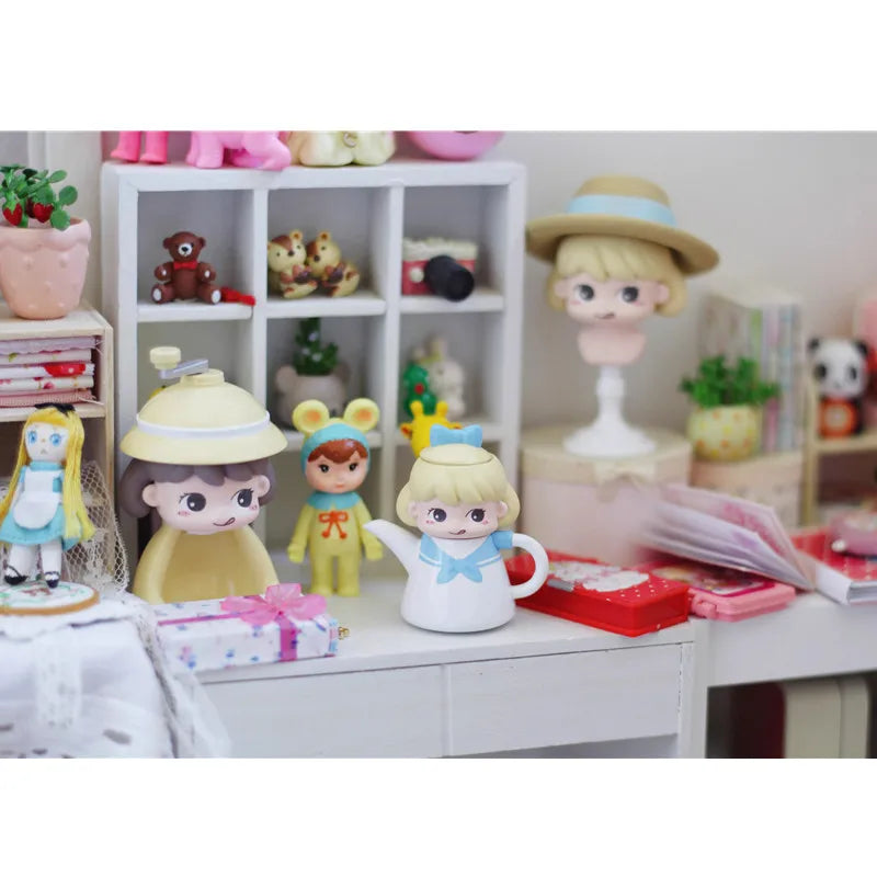1/6 1/12 Doll House Model Furniture Accessories Cartoon Kettle and Cup Set Bjd Ob11 Gsc Blyth Soldier Lol Dollhouse Miniatures