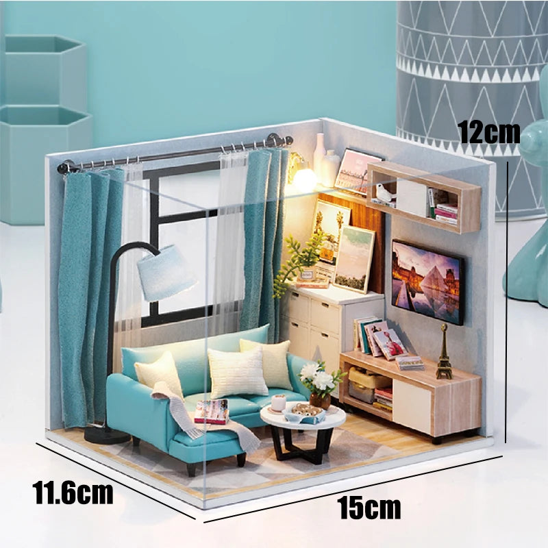 Mini Wooden Holiday Times Doll House Model Building Kits Toy Home Kit Creative Room Bedroom Decoration Furniture For Gifts