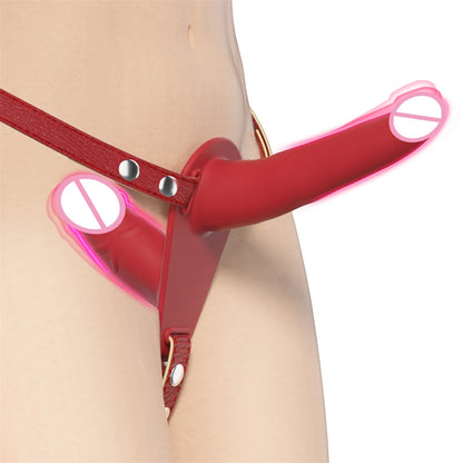 Strap-on Dildo Vibrator Vaginal Masturbatoion Clitoris Stimulator Wearable Double Head 10 Vibration Sex Toys for Couple Lesbian