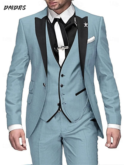 Elegant Men's suit pants vest three piece set Casual Western-style Men Suit Three-piece Set Business Attire For Men  Fashionable
