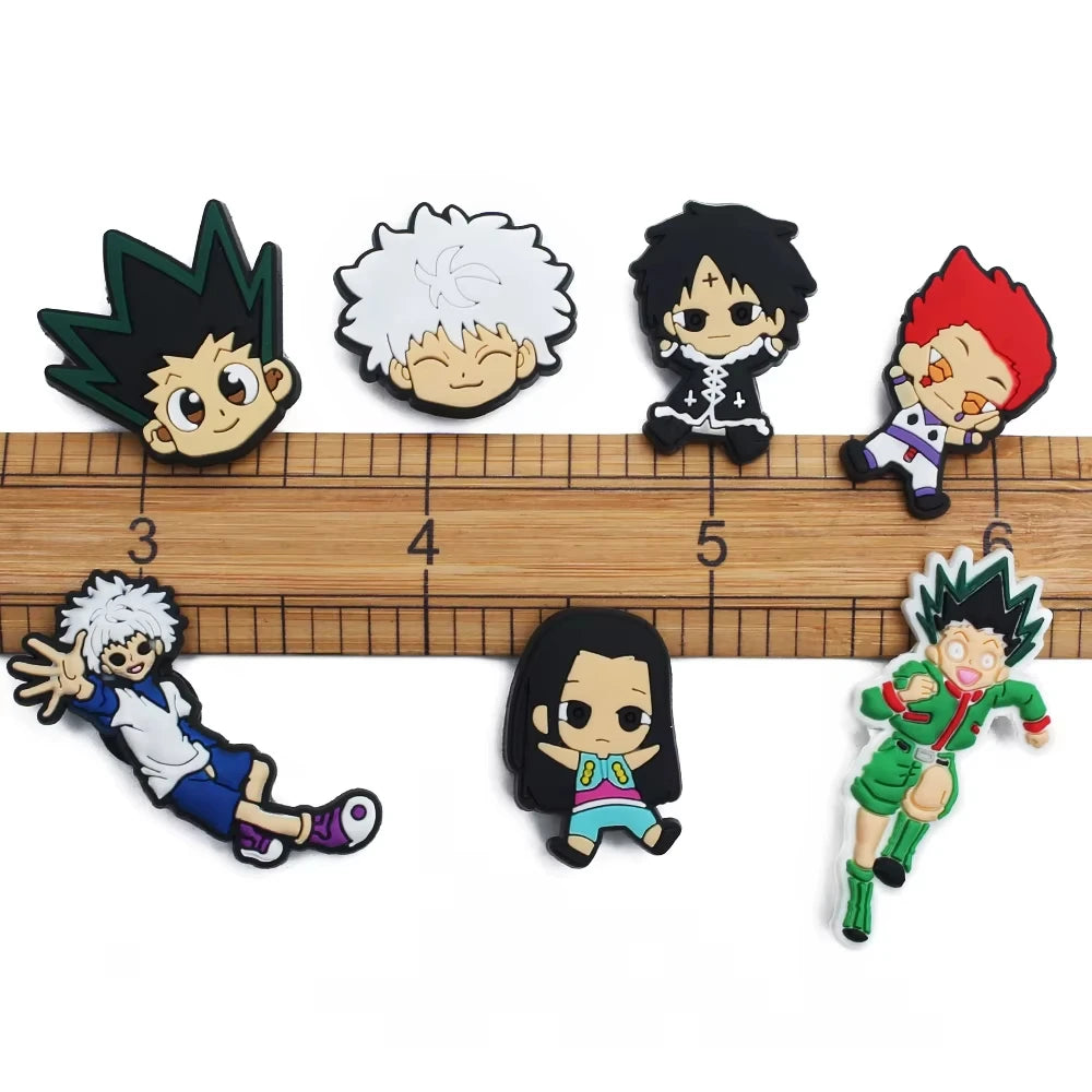 9pcs MIX Japanese Manga Shoe Charms Fall winter Accessories Decorations PVC Classic Clog Buckle for Kids Party X-mas Gifts