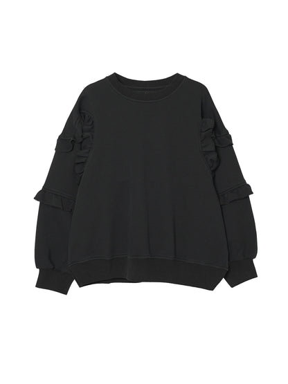 imakokoni 2025 Autumn Artistic Lace Long-Sleeve Black Pullover Double-Sided Air-Layer Sweatshirt 255229