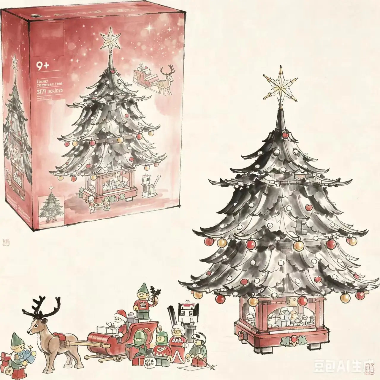 3171pcs NEW compatible Christmas Family Tree Decoration Building Blocks Model Building  Bricks DIY Toys For Birthday Gifts