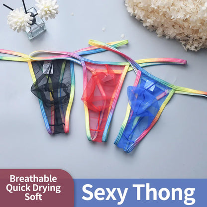 Men's Mesh Thong  Breathable Quick Dry Soft Underwear, Lightweight Comfortable Loungewear for Daily Casual Relaxation