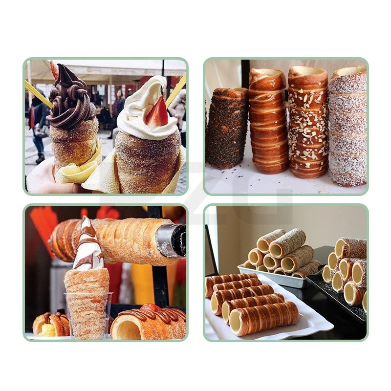 220V 110V Chimney Cake Oven Roll Grill Machine Stainless Steel Bread Roll Ice Cream Cone Kurtos Kalacs Waffle Maker