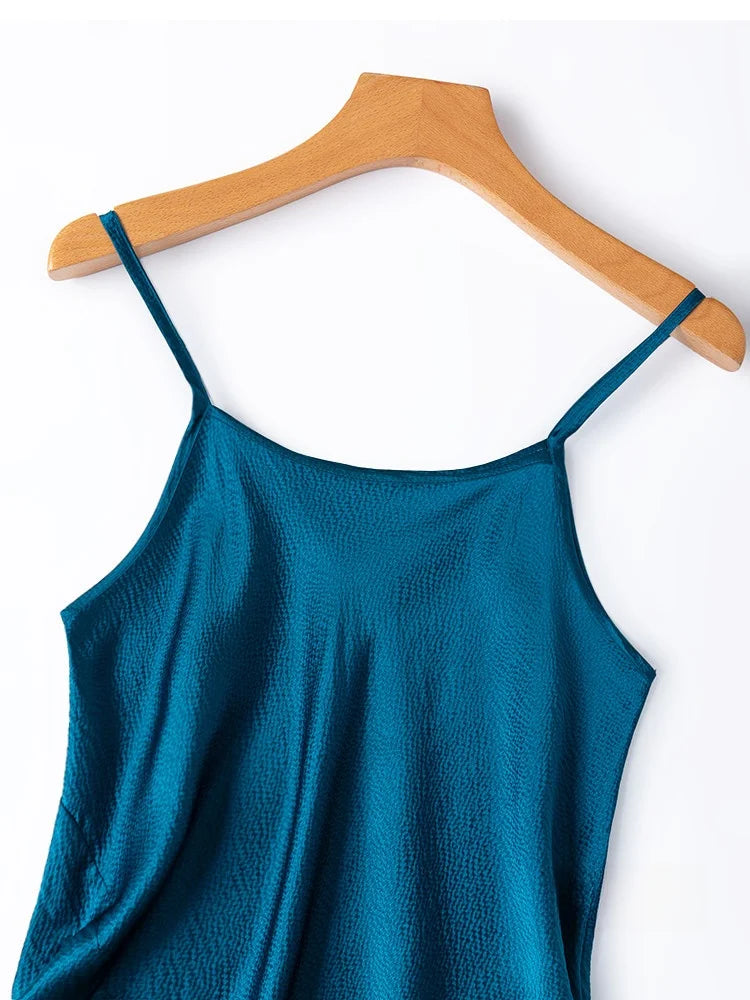 Women Camisole 100% Mulberry Silk Solid Colors Pearl Silk Fashion Spaghetti Straps Top Shirt Summer Beach M1548