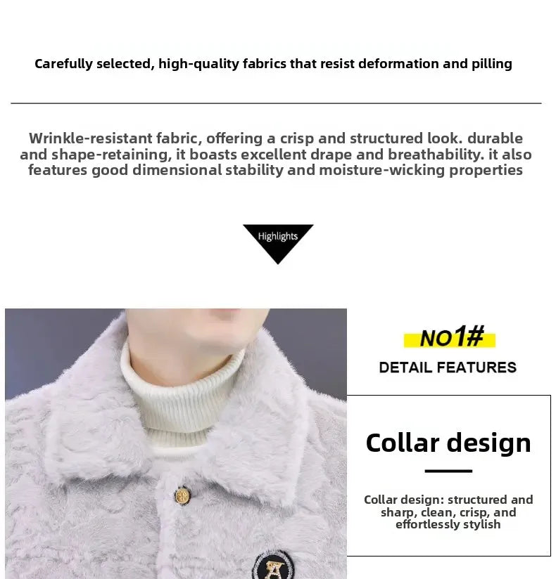 Winter Faux Fur Jacket for Men Fashion Thickened Warm Coats Casual Business Social Streetwear Leather Jacket Men Clothing