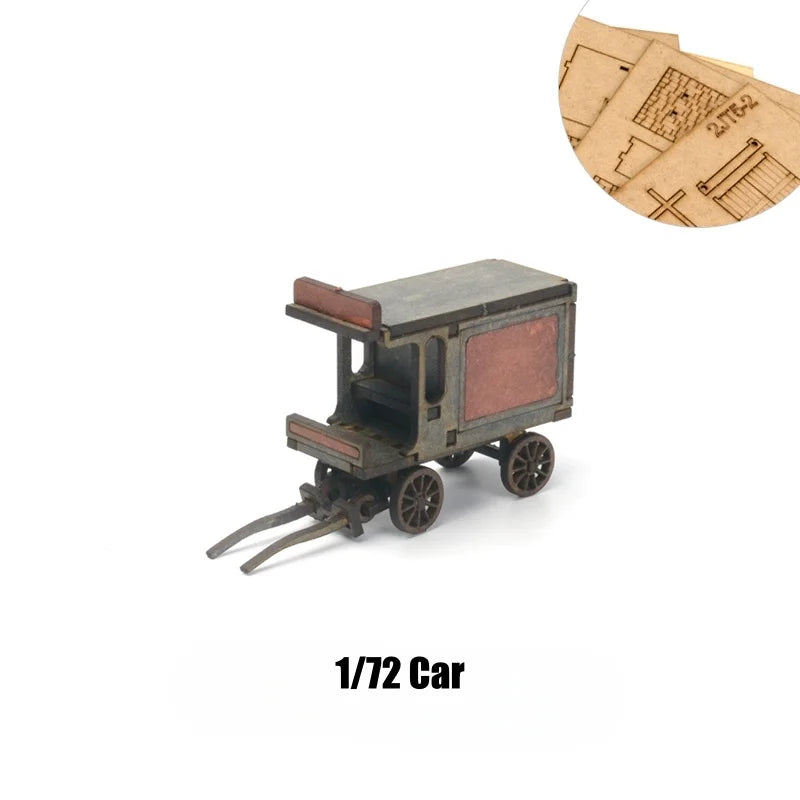 1/72 Scale Western Town Wooden Model Kit DIY Assembly for Display and Scene Building