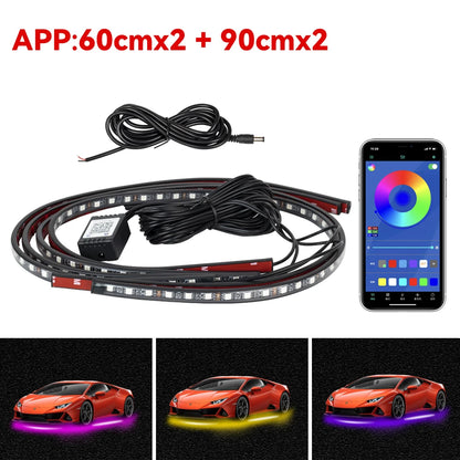 Car Charssis Flexible LED Strip Light LED Underbody APP Control RGB Neon Decorative Lamp For Honda Hyundai Kia Mercedes Benz VW