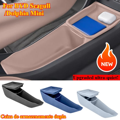 Double Storage Storage Box For BYD Seagull Central Control Storage Box Armrest  Silicone Interior Supplies Silent Car Accessorie