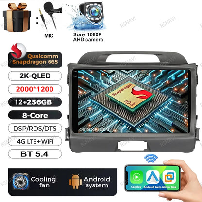 Car Radio Android 15 For KIA Sportage 2010 2011 2012 2013 2014 2015 2016 5G WIFI Qualcomm Navigation DSP Stereo Multimedia GPS
