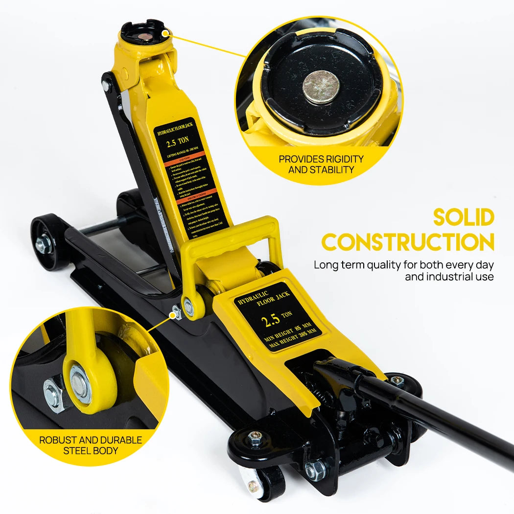 Low Profile Floor Jack 2.5 Ton Heavy Steel Single Piston Hydraulic Pump