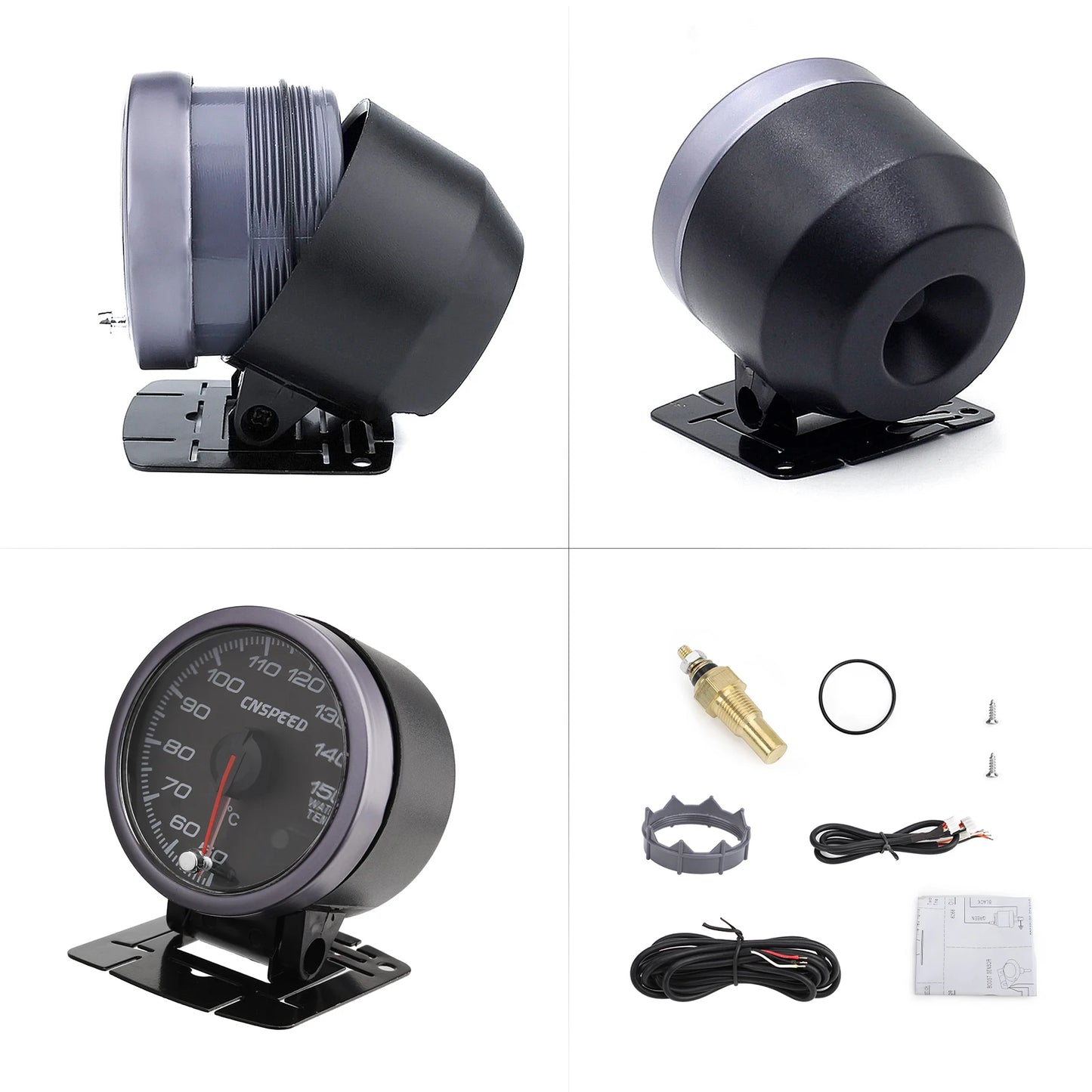 CNSPEED 2.5" 60mm New Boost Gauge Exhaust Gas Car Temperature Gauge Oil Pressure Water Temperature Oil Temperature Voltage Meter