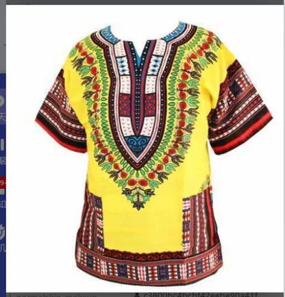 Thai Shirt African Drum Performance Clothes Men's Ethnic Fashion Thin Polyester Casual Wear for Drumming Events