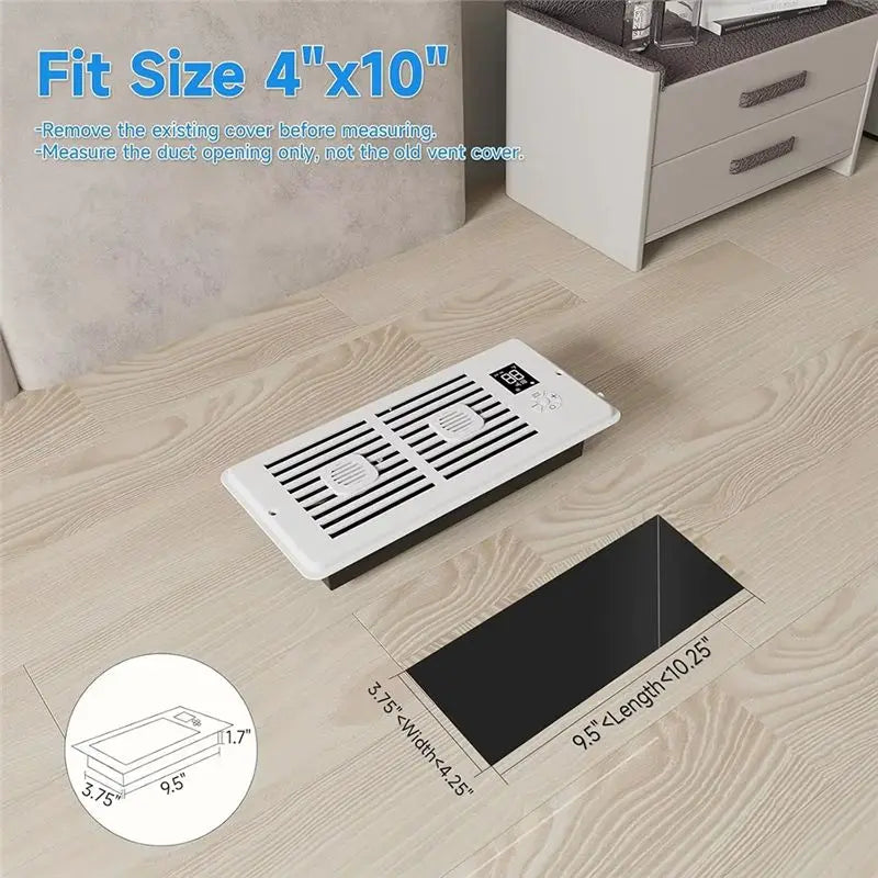 A05G-Register Booster Fan 4X 10Inch Smart Silent With Aromatherapy Tablets Heating Cooling 1-10 Wind Speed Adjustment US Plug