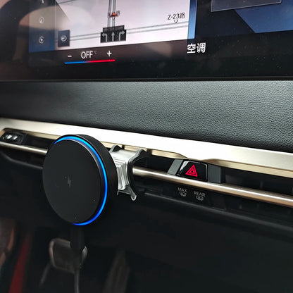For BMW IX 2026 2025 2024 2023 2022 Car Center Console AC Vents Phone Holder Magnetic Wireless Charger Stand Trim Accessories