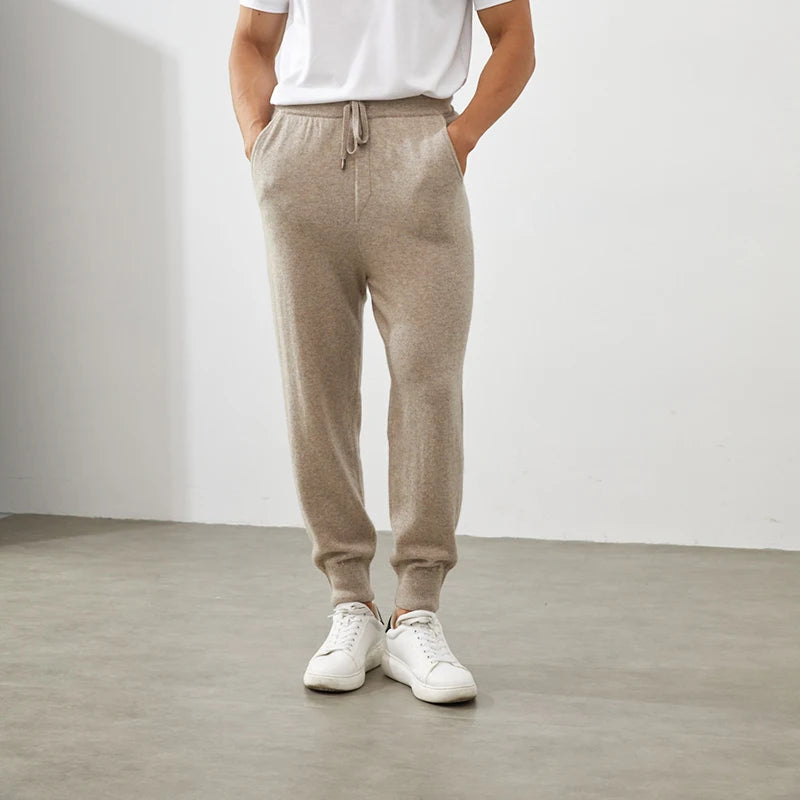 100% Cashmere Pants Men's High Waist Pants 2022 Autumn and Winter New Casual Knitted Leggings Warm Fashion Loose Man Pants