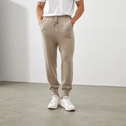 100% Cashmere Pants Men's High Waist Pants 2022 Autumn and Winter New Casual Knitted Leggings Warm Fashion Loose Man Pants