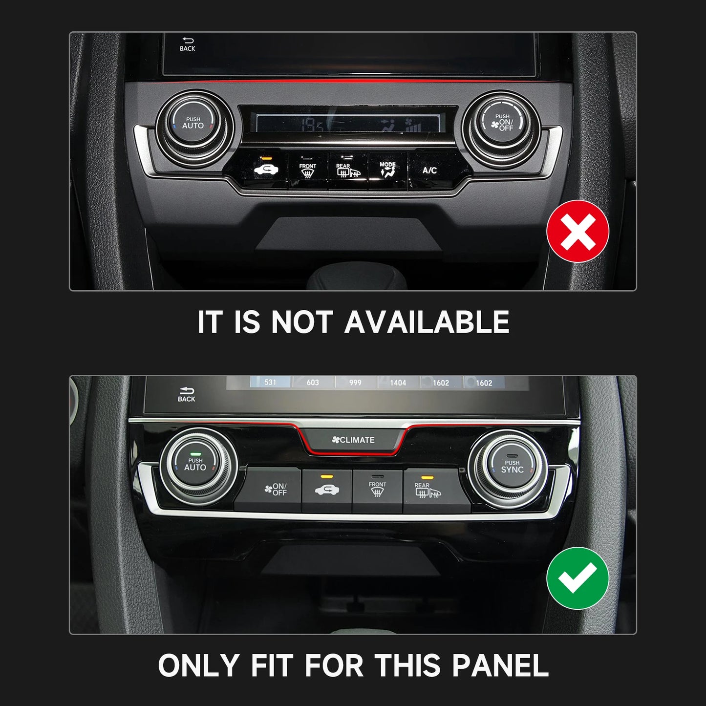 For Honda Civic 10th Gen (2016 -2021) Interior Accessories, Car Center Console Gear Shift Panel , Carbon Fiber ABS Trim Sticker