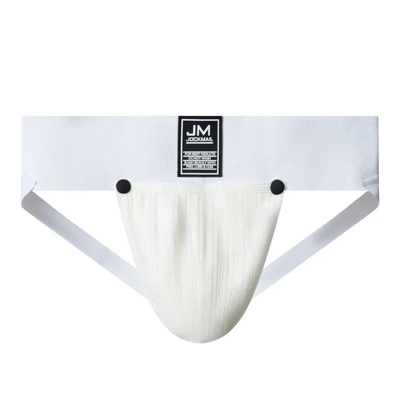 JOCKMAIL Athletics Jockstrap Men Underwear Man Thongs G Strings Cuecas Slip Removable Pouch Tanga Hombre Breathable 3" Wide Belt