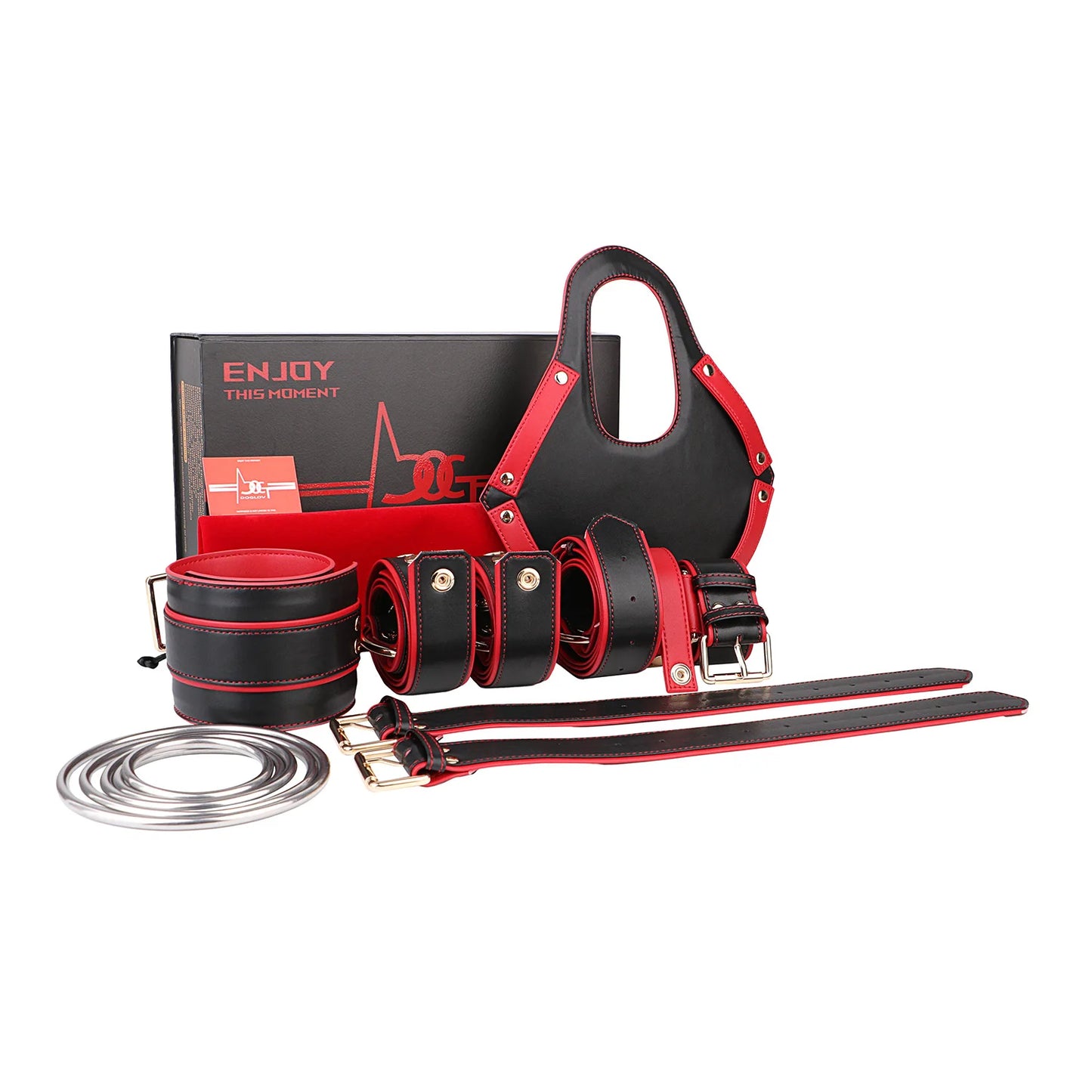 ANOSX Leather Control Harness Body Bondage Belt Kit Restraint Straps Neck To Thigh Strap Collor With Cock Ring Strap On Belts