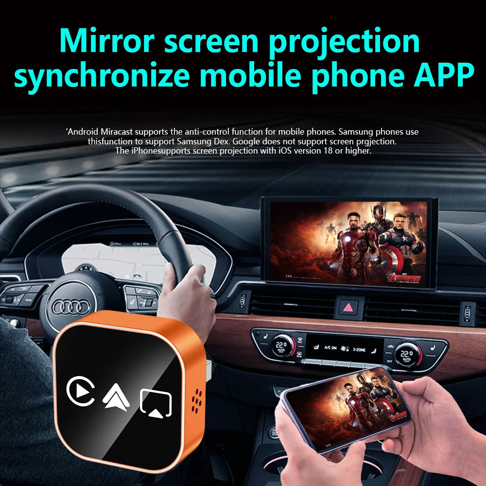 2026 Upgrade 4-in-1 Wireless Carplay Mirror Link Adapter Wired to Wireless Android Auto Plug & Play 5GHz WIFI For Wired Carplay