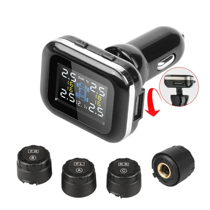 Jansite Car TPMS Cigarette Lighter Tire Pressure Monitoring System Sensors Adjustable Display Angle Auto Security Tpsm Sensor