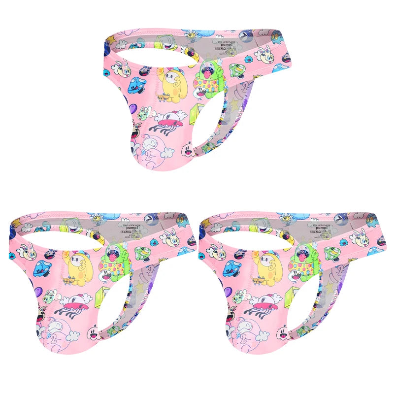 1/2/3PCS Man Thongs Underwear Hot Sale Modal Graffiti Printed Sexy Men Underpant Quick Dry Slip Panties Jockstrap Men's Thongs