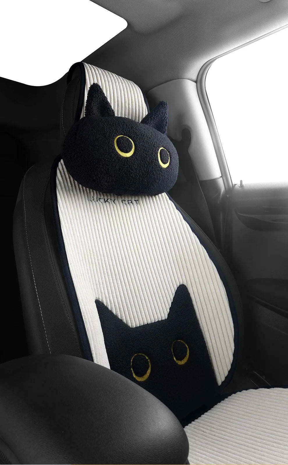 Lucky Kitten car seat covers, Corduroy Seat Cushion with Storage Bag Suitable for More Than 95% Car Models Trucks, Sedans SUVs