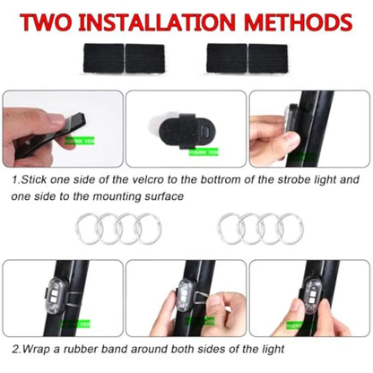 Wireless Strobe Lights with Remote Control Motorcycle Car LED 8 Colors Anti-Collision USB Charing Waterproof Interior Emergency
